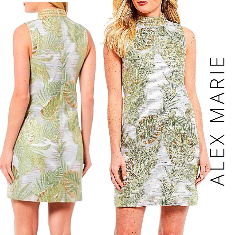 Alex Marie NWT Mock Neck Jacquard Shift Dress, 4